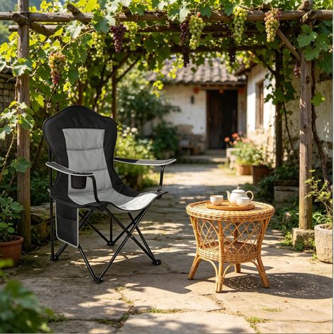 Silla camping plegable acolchada con bolsillo lateral HAVRYA (1/5)