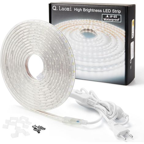 LED Strip 4 Metres, IP65 Waterproof LED Strip 220 V 230 V with Switch LED Strip Light, Cool White (1/5)