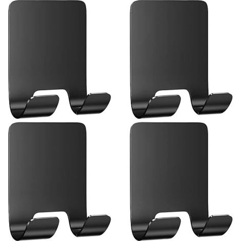 Set di 4 porta rasoi da doccia, porta asciugamani multiuso, gancio adesivo, non richiede foratura, acciaio inossidabile per bagno, camera da letto, cucina, nero (1/5)