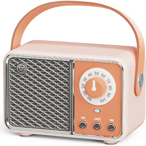 Verbesserter Retro-Bluetooth-Lautsprecher, Vintage-Radio im klassischen Retro-Stil, drahtlose Bluetooth 5.1-Verbindung, kompatibel mit TF-Karten, USB-Sticks und AUX-Audioeingang (Orange)