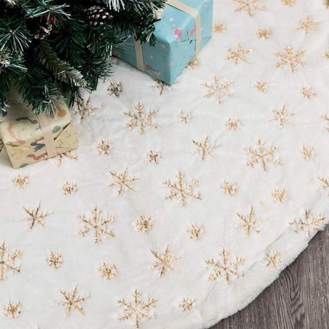 Couverture Sapin Fausse Fourrure Jupe Ronde Blanche-Fei Yu (1/5)