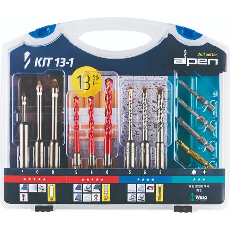 Alpen Bohr-Schraubset KIT13-1 13 teilig Fliesen Multicut Stein 0000300213100