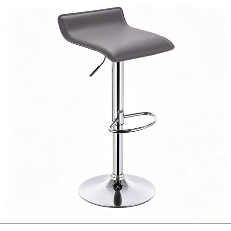 Taburete de bar giratorio regulable en polipiel gris acero cromado MODENUIT (1/5)