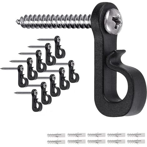 10 ganchos de tornillo para colgar luces, guirnaldas y decoraciones con cables. (1/5)