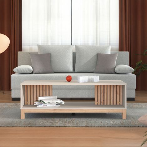 Couchtisch Leguzzano, mit Füßen, ein Fach, rechteckig, 120,5x54,5x41h cm, Beige (1/5)