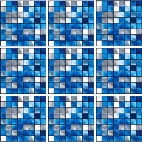 Adesivi per piastrelle a mosaico, 10 pezzi adesivi per piastrelle da parete, carta da parati autoadesiva impermeabile per cucina, bagno, pavimento, mobili, decorazione per la casa, (15 cm x 15 cm, blu (1/5)