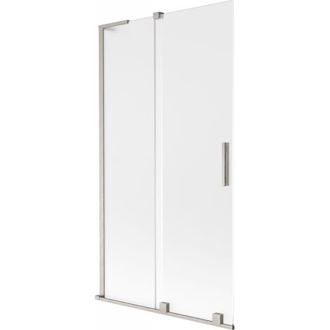 Mexen Velar L paroi de baignoire coulissante 2 panneaux 100 x 150 cm, givré, nickel brossé - 896-100-003-31-97 (1/2)