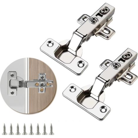 2 PCS Recouvrante Charniere, Charnière Porte Placard Et Cuisine, Charnieres Avec Amortisseur Intégré Mécanisme De Fermeture Automatique Charnière, Pour Armoires, Dressing Et Cuisine Moderne (1/5)