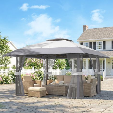 Gazebo da giardino a scomparsa 4 x 4 m, gazebo pieghevole regolabile in altezza, protezione UV30+, facile da montare, grigio