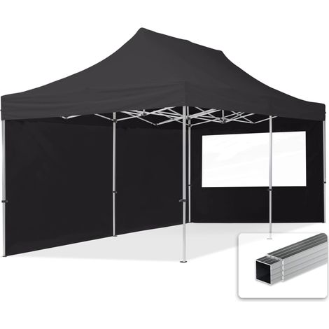 TOOLPORT pop up gazebo 3x6m with two side panels & aluminium frame folding garden tent Water repellent black
