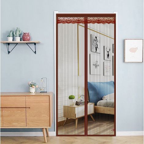 GENERIC-Moustiquaire de rideau de porte magnétique, anti-moustiques avec aimants, moustiquaires de fenêtre pour portes de balcon, magnétique automatique (130 x 210 cm, curry clair) (1/5)