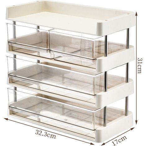 Boîte de rangement pour sachets de thé à plusieurs niveaux, présentoir pour capsules de café et collations, format court à 4 niveaux (2 grandes boîtes et 2 petites boîtes) pour comptoir (1/5)