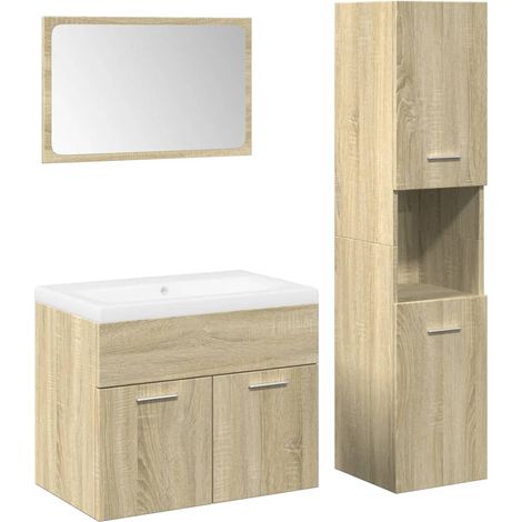 Maison Exclusive - Set Mobili da Bagno 4 pz Rovere Sonoma in Legno Multistrato