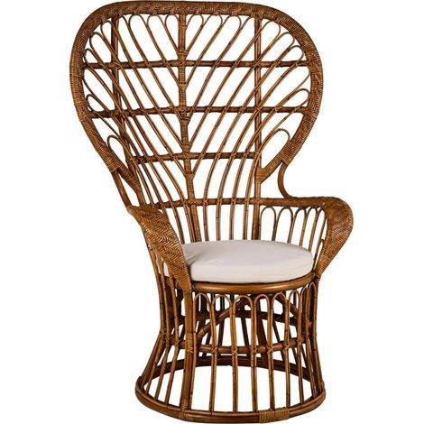 Poltrona in rattan con schienale alto stile provenzale Bourdonnais