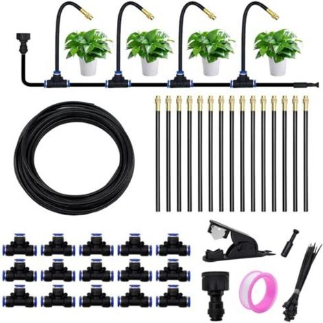 Irrigation System Kit, 360° Adjustable Garden Automatic Irrigation System, Fogging Irrigation Kit, Sprinkler System for Outdoor Plants, for Garden, Yard, Lawn, Greenhouse 15M 49.2Ft
