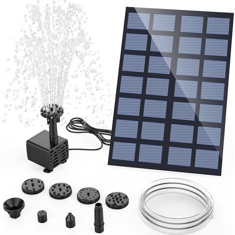Fontaine solaire 2.5W – 6 buses – jardin/étang/piscine/bain oiseau – décoration extérieure (1/5)