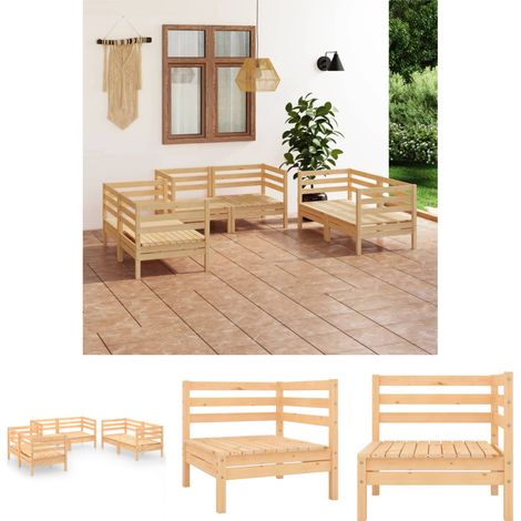 6-tlg. Garten-Lounge-Set Gartenmöbel-Set Terrassen-Sitzgruppe Massivholz Kiefer ZDEH76316 MaisonChic (1/5)