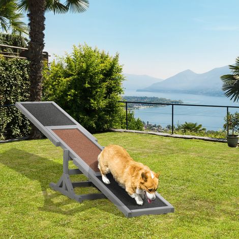 Planche basculante en bois de sapin pré-huilé grise et noire pour agility chien, équipement d'entraînement antidérapant avec revêtement feutre bitumé