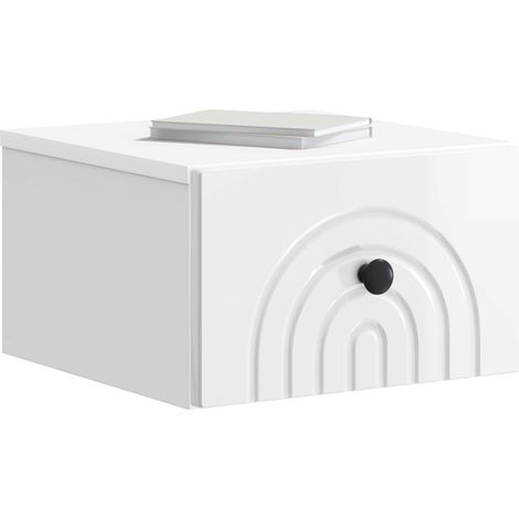 Maison Exclusive - Mobiletto da notte a muro 2 pcs Bianco Lucido 33 x 34,5 x 20 cm