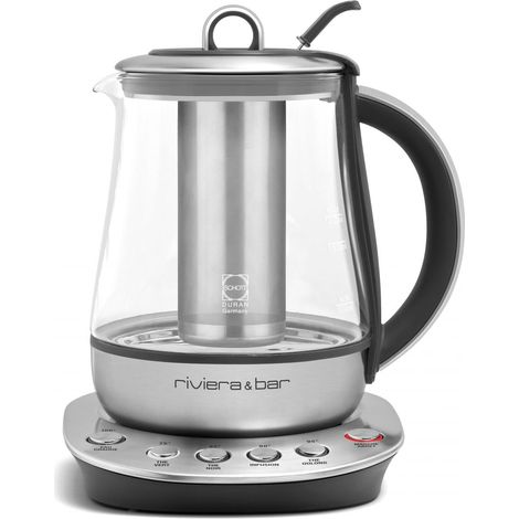 Théière électrique inox 1,2L – Température réglable 75-100°C – Panier à thé démontable – Conservation température 30 min – Riviera & Bar (1/6)