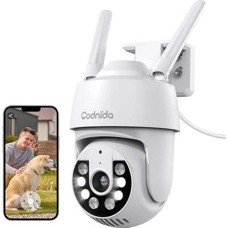 2K Camera Surveillance WiFi Extérieure, 360° PTZ Caméra avec Enregistrement 24/7, Détection de Mouvement, Vision Nocturne Couleur Intelligente, Audio Bidirectionnel (1/5)