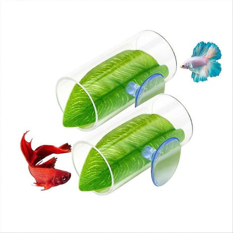 Lot de 2 poisson acrylique tube tunnel, Bettafish Leaf coussin Simulating the Natural Habitat pour Spawning Grounds (1/5)