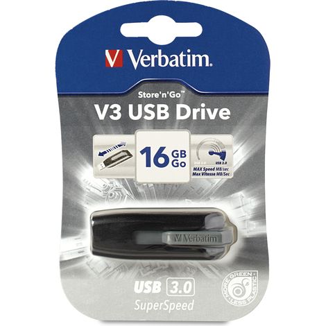 Verbatim V3 lecteur USB flash USB Type-A 3.2 Gen 1 (3.1 Gen 1) Noir, Gris (1/2)