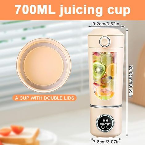 Mixeur Portable, 700 ml Mini Blender, Mini Mixeur Smoothie avec 12 lames en Acier Inoxydable, Mini Mixeur sur pied Blender pour les voyages, la cuisine, le fitness (1/4)