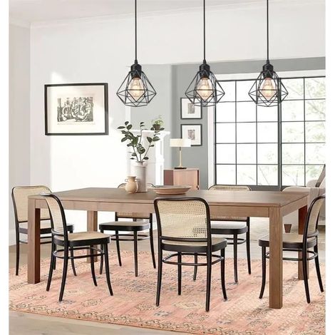 kawoo Lot de 3 Lustre Retro en Cage,Lampe Suspension Industrielle Vintage en Metal Style Edison pour Salon Chambre,Noir,ø16cm (1/4)