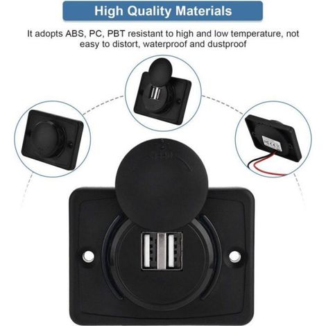 Prise USB Voiture 12V Encastrable, Chargeur USB Voiture, Double Prise USB de Chargeur Adaptateur 2 Ports, USB 3.1A 12V LED Panneau (1/5)