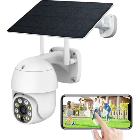 Batterie de Suivi Automatique de Mouvement Solaire 3MP extérieur WiFi PTZ Surveillance de sécurité caméra de détection de Mouvement PIR(Camera 128G) (1/5)