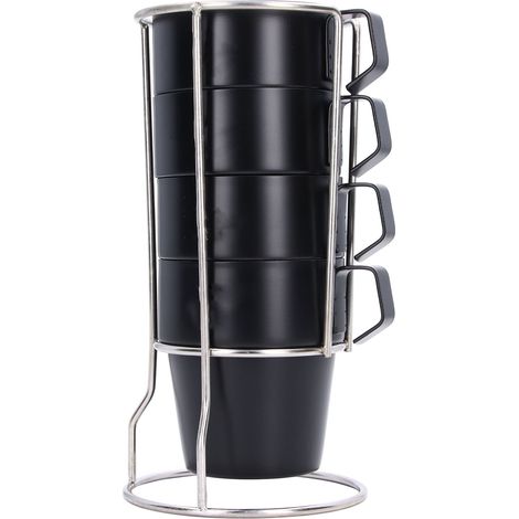 Lot de 4 tasses à café de 300 ml en acier inoxydable, à isolation thermique renforcée et double paroi sous vide. (1/5)