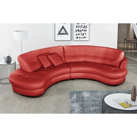 Canapé en cuir italien de luxe 5/6 places BRETINI rouge foncé, côté accoudoir droit (1/5)