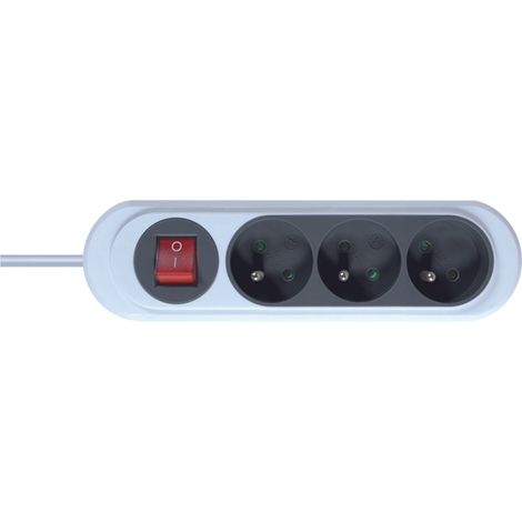 DEBFLEX - NOLA BLOC 3 PRISES 2P+T 16A AVEC INTERRUPTEUR 1M GRIS FONCE - 716053