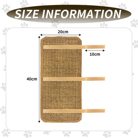 Protecteur de canapé en sisal pour chat, griffoir mural d'angle, tapis de protection pour meubles, 40x20cm (1/5)