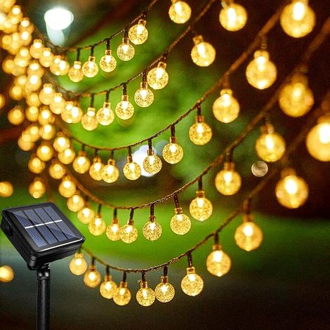 Guirnalda de luces solares impermeables, con bolas de burbujas de colores cálidos, ideales para fiestas navideñas, bodas y jardines, 7 m x 1,8 cm. (1/5)