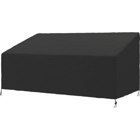 Housse de coussin Canapé extérieur imperméable 3 places, banc de jardin tissu oxford 600D, 218 x 111 x 63/101 cm, noir (1/5)