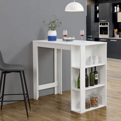 Tavolo Alto da Bar Danderyd Bancone a 3 Ripiani Laterali 120 x 60 x 106 cm - Bianco [en.casa] (1/5)