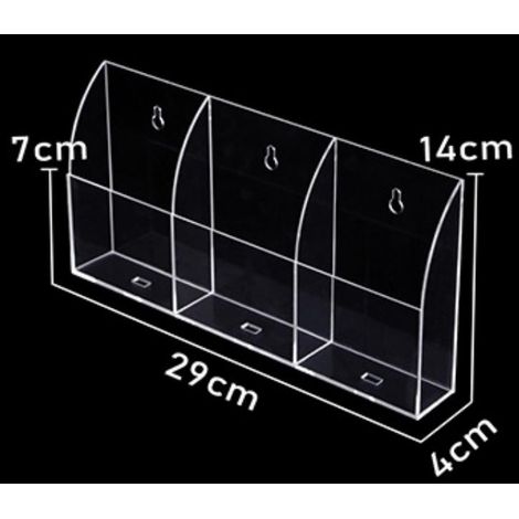 Support pour téléphone à télécommande pour TV domestique et climatiseur Boîte de rangement pour suspension murale - transparent, 29 4 14 cm, 3 compartiments, 1 pc (1/3)