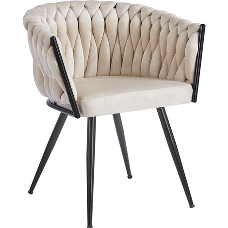 Sillas Comedor - Silla Widny Black Terciopelo - Beige (1/5)