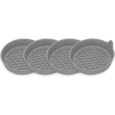 Dessous de verre universel en silicone avec étui, accessoire intérieur de voiture antidérapant, lot de 4, gris (1/5)