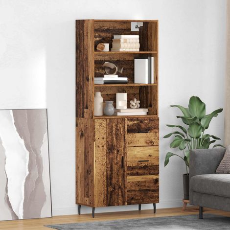 Aparador alto 2 pcs Madera envejecida Madera de ingeniería
