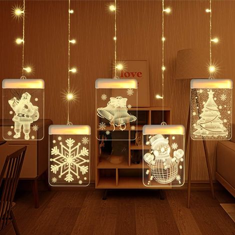 5 in 1 3D Curtain Lights, USB String Fairy Lights, Indoor and Outdoor Decoration for Party Garden Wedding Patio (1/5)
