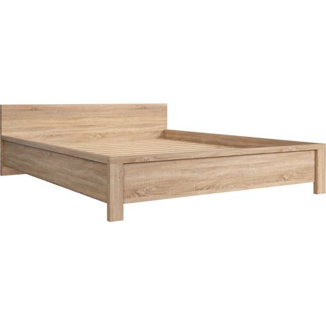 Lit adulte 160x200 coloris chêne Sonoma - Longueur 206,5 x Largeur 168 x Hauteur 35-60,5 cm (1/5)
