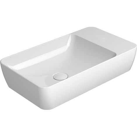 Lavabo en céramique MODO sur plan 60x35cm, sans trou pour robinetterie, blanc ExtraGlaze (1/3)
