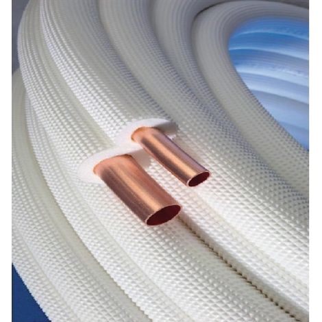 Rodrigas – Liaison frigorifique cuivre bi tube nue 1/4 3/8 M1 – Longueur 10 mètres – Épaisseur 0,80 mm – Compatible R22, R407C, R410A, R507A