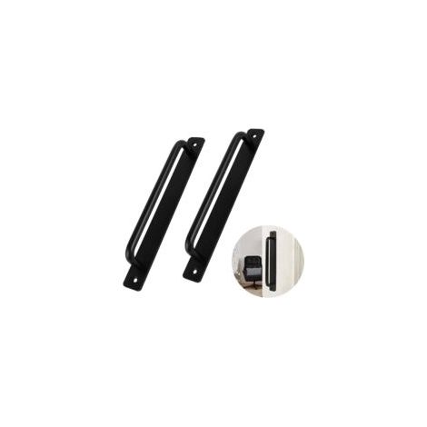Poignée de Porte 2Pcs Poignée de Porte Noire en Alliage d'aluminium Poignée de Porte Coulissante Lourde pour Porte Intérieur Extérieur Porte de Grange Armoire Placard Chambre avec 4 Vis, Noir, 244MM (1/5)