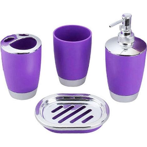 Ensemble d'accessoires de salle de bain 4 pièces : gobelet, articles de toilette et porte-brosse à dents pour aménagement salle de bain pratique et complet (1/5)