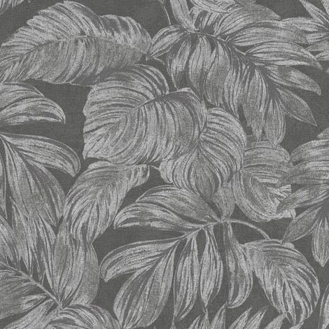Natur Tapete Profhome 393404 Vliestapete leicht strukturiert mit floralen Ornamenten und metallischen Akzenten anthrazit grau silber 5,33 m2