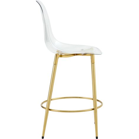 Lot de 2 tabourets de bar transparents avec pieds métalliques dorés - design lévitation, hauteur d'assise 66 cm (1/5)